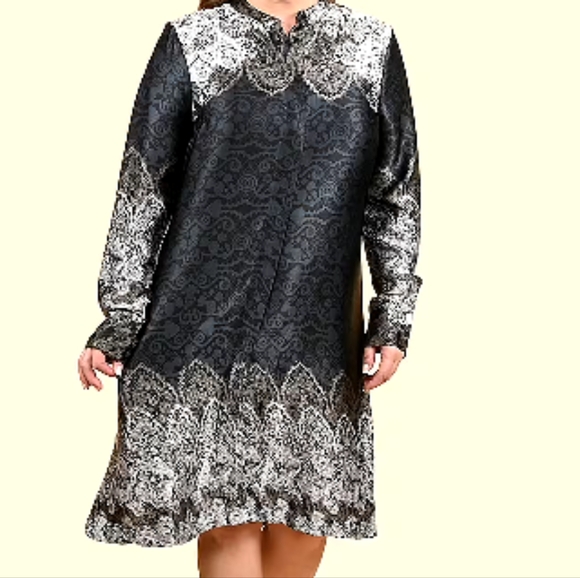 Floral Pattern Silky Tunic/Dress - Picture 5 of 10